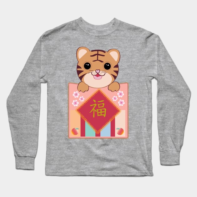 Lucky Pockets - The Year of the Tiger. Long Sleeve T-Shirt by Vivid Art Design